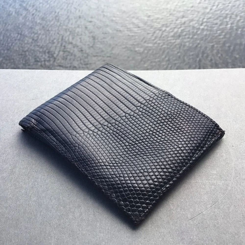 Neiman Marcus Slim Signature Lizard Wallet Made in USA Black - Picture 11 of 15